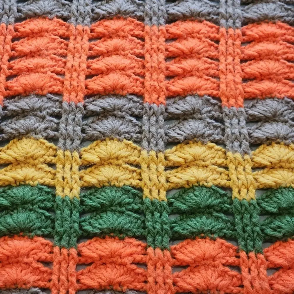Afghan Throw Blanket Yellow Orange Green 70s Fall Handcrafted Vintage Grannycore